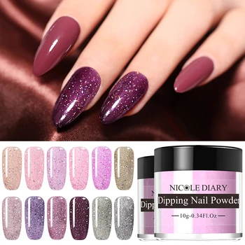 

NICOLE DIARY Dipping Dip Nail Powder Sparkling Glitter Sequins Dip Glitter No UV Lamp Cure Nail Art Decoration