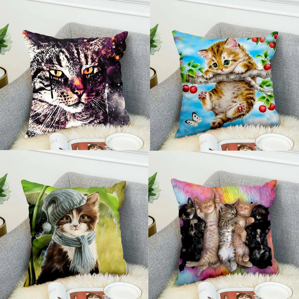 Милый Кот диван Подушка Чехол 3D чехол для подушки с мультяшным принтом