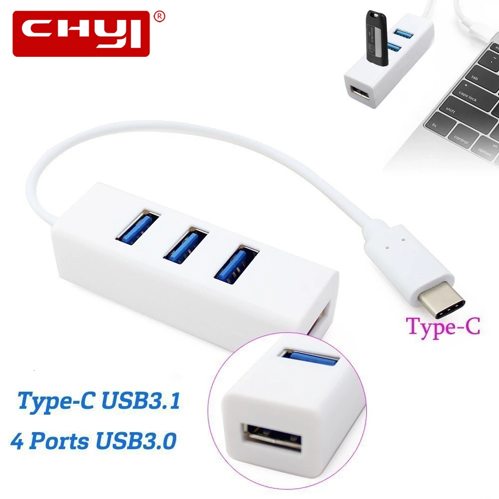 CHYI 4 Порты и разъёмы Mini Usb 3,0 док-станция Usb C 3,1 до нескольких Порты и разъёмы Usb-c хаб Micro Usb3.0 разветвитель для huawei Xiaomi Android Смартфон ноутбук