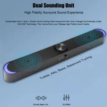 

SADA Computer Speakers bluetooth Computer SoundBar LED Lights 3.5mm Audio USB V-198 Speaker For Desktop Laptop Wired/Wireless