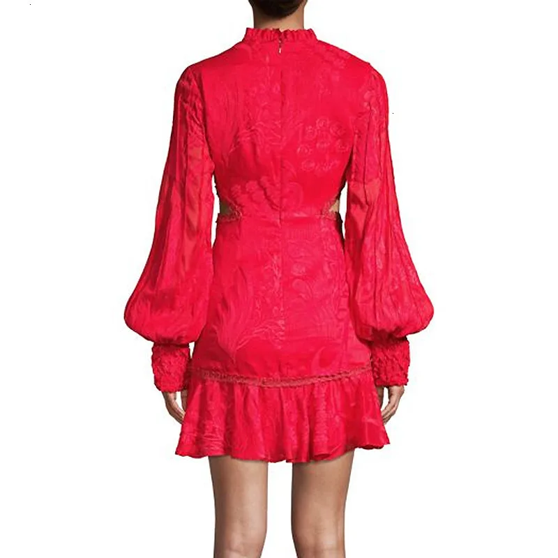 Европейское подиумное дизайнерское женское платье винтажное мини-платье с v-образным вырезом и длинным рукавом-фонариком белое/черное кружевное платье с вышивкой