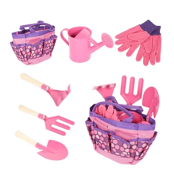 

6Pcs Children Kids Garden Tools Set With Bag Watering Can Gardening Shovel Rake Spade Toys Simulation Toy Kids Gift Toys