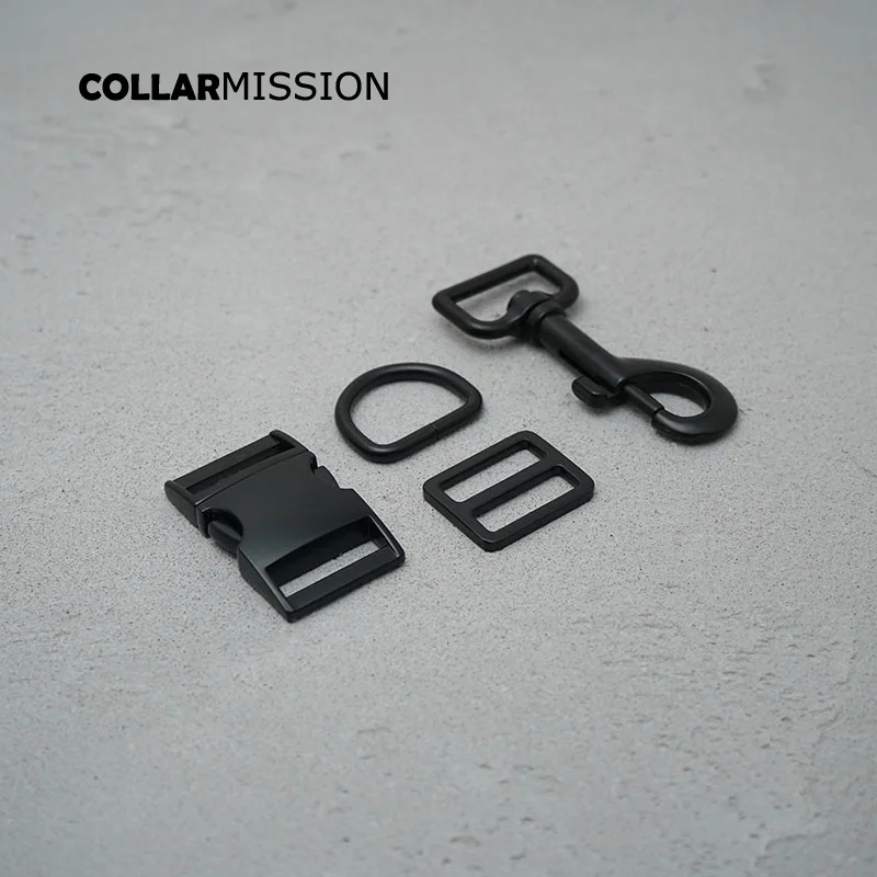 (metal buckle+Tri-Glid+D ring+metal dog clasp/set)Retailing 25mm for collar leash set harness high quality DIY parts black | Дом и сад