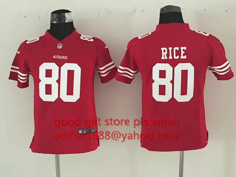 Сшитый Молодежный Сан-Франсиско s Детский 16 Joe Монтана 42 Ronnie Lott 80 Jerry Rice 82 Torrey Smith 81 Anquan Boldin Джерси - Цвет: Розовый
