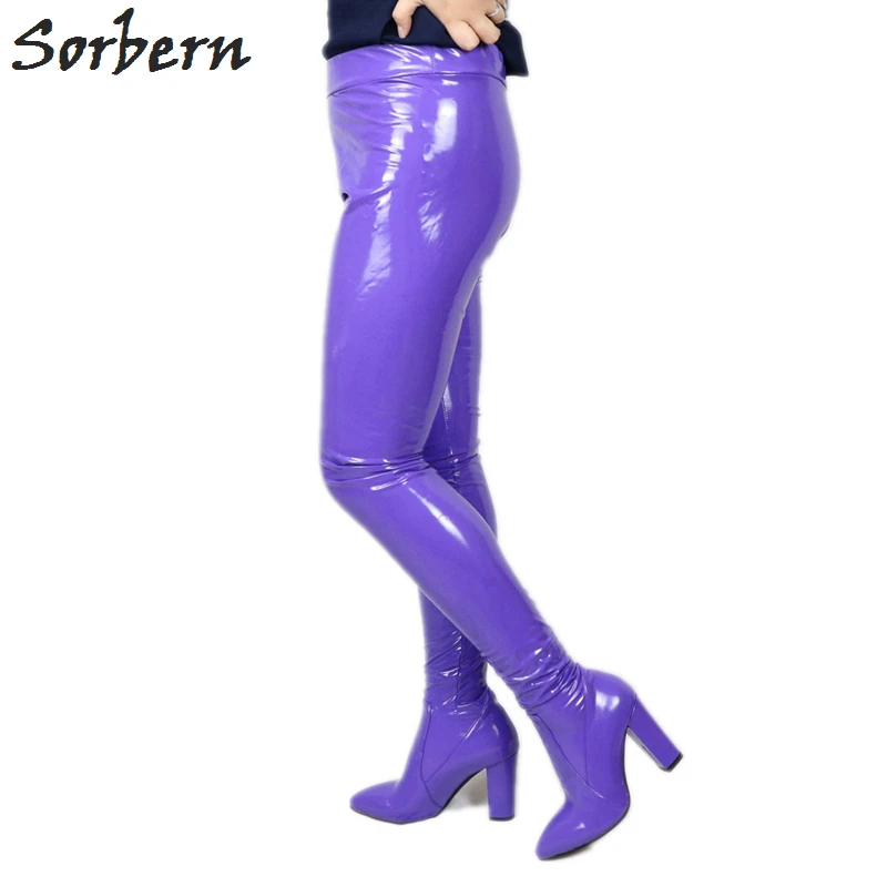 Sorbern Custom Pant Boots Crotch Thigh High Block Heel Boot With Belt