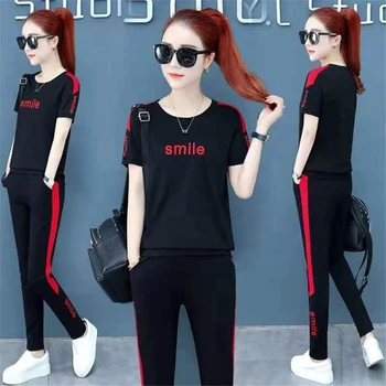 

Summer Clothes for Women Tracksuit Ensemble Femme 2 Piezas 2020 Chandal Mujer Short Sleeve T-shirt and Pants Two Piece Sweatsuit