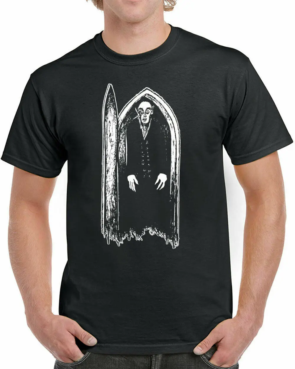 Мужская футболка Nosferatu страшный фильм вампир ужас злодей классический Тихий