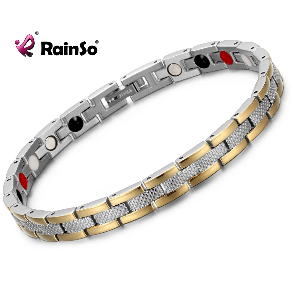 RainSo 316L Нержавеющая сталь Серебряное золото цепочка Магнитный FIR 4 в 1 браслет дружбы для женщин модный стиль ювелирные изделия