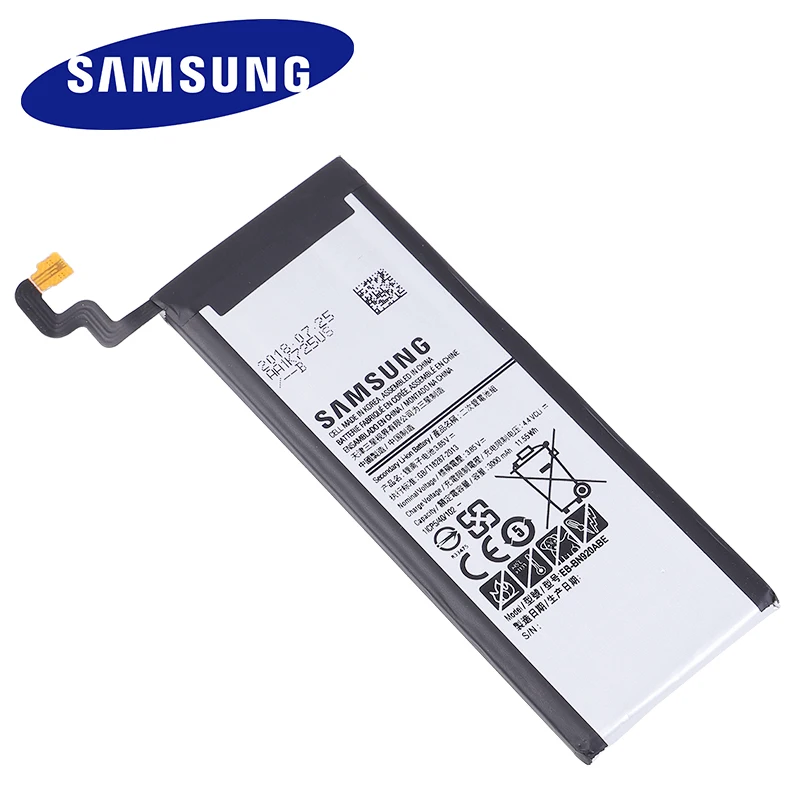 

Original Samsung Replacement Battery For Galaxy Note 5 SM-N9208 Note5 N9208 N9200 N920t N920c Authentic EB-BN920ABE 3000mAh