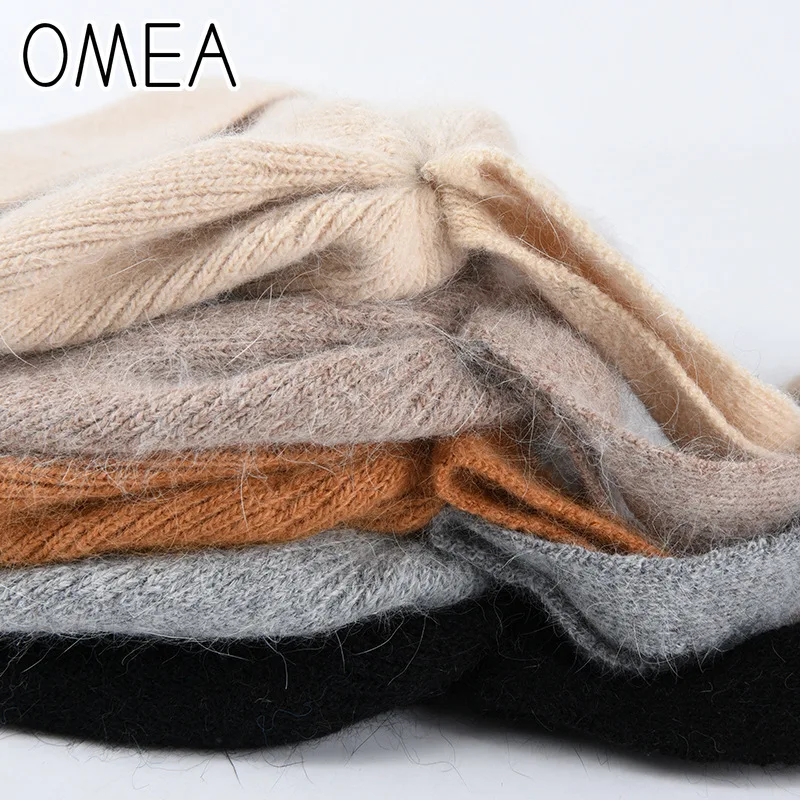 OMEA ангоры с заячьими ушками на капюшоне мягкие удобные 2019 Бант Вязаная шапка
