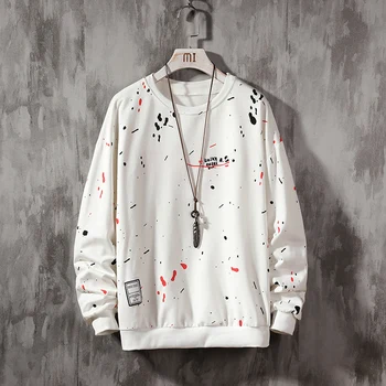 

Hand-Painted Print Long Sleeve Men's Sweatshirts Camouflage O-Neck Male Pullovers Tops 2020 Spring Casual School Men Sweatshirt