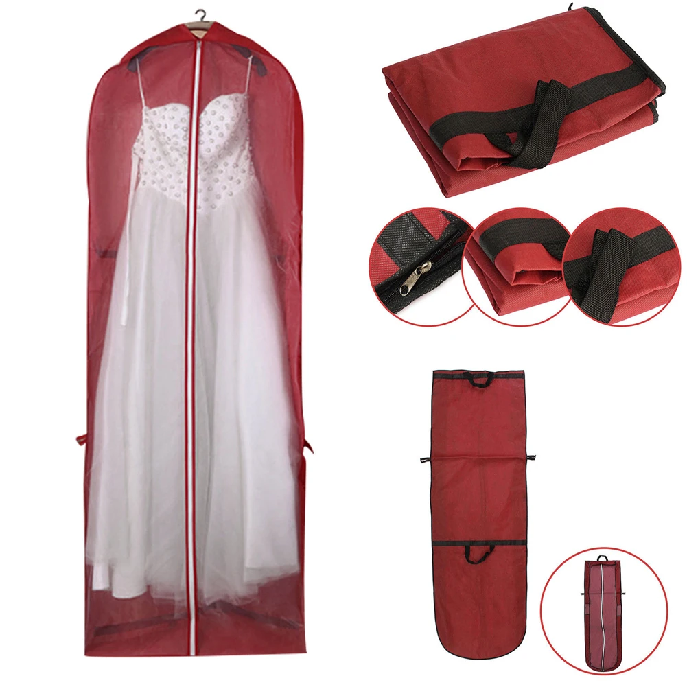Zip Clothes Portable Dust-proof Bag Wedding Dress Breathable Protector Folding Robe Clothes With Cover Gown Long Storage