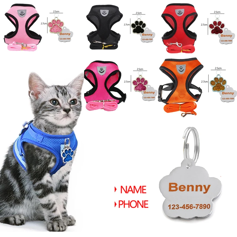 Reflective Cat Dog Adjustable Harness Vest Walking Lead Leash Nylon Mesh Kitten Puppy Leads Pet Clothes Chest Strap Cat Collars Leads Aliexpress