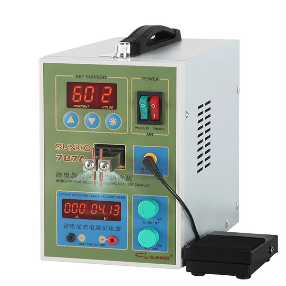 US $93.15 SUNKKO787A Double Pulse Spot Welder 18650 Lithium Battery Welding Machine with Load Test Function EU Plug 220V