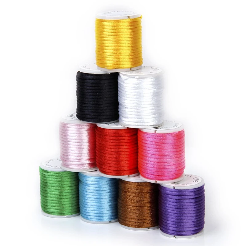 10x Nylon wire rolls Rope waxing of mixing colors for string of bead 2 mm 4 m/roll
