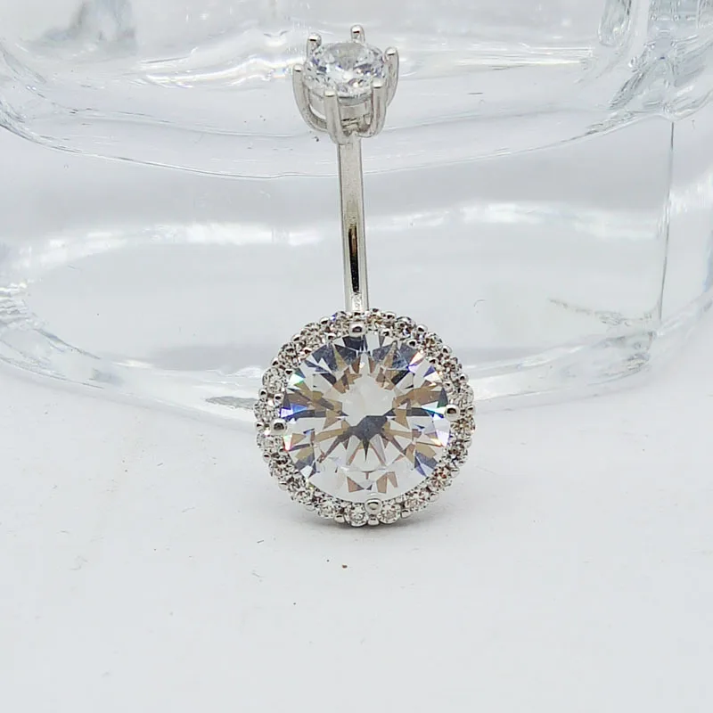 

Piercing Jewelry Umbilical Ring Quintana 925 Silver Belly Button shuang tou zuan Thick Needle Belly Button Ring Stomach Navel St