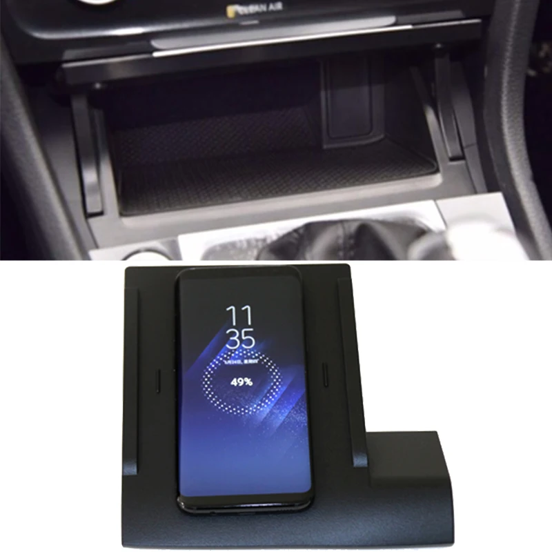 10 Вт автомобильное QI Беспроводное зарядное устройство беспроводное мобильное зарядное устройство Быстрая зарядка пластина держатель телефона Аксессуары для VW Golf 7 MK7 для iPhone