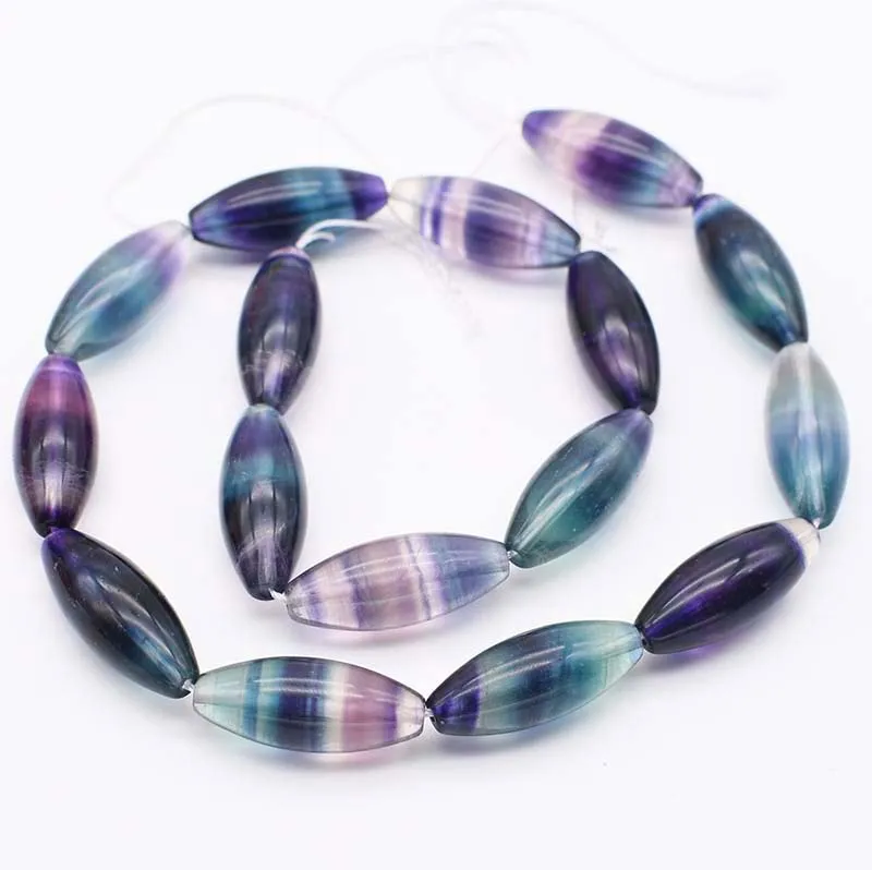 10x25mm Natural smooth Multicolor Fluorite oval stone beads For DIY necklace bracelet jewelry making 15 