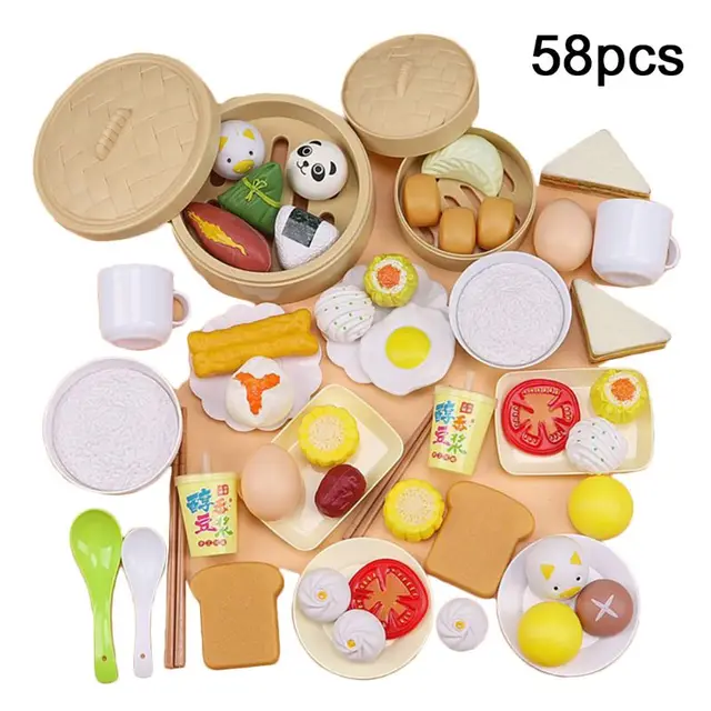 56/58/88Pcs/set Children Simulation Steamer Burger Set Meal Food Kitchenware Kit Parent-child Interactive Play House Toy 2