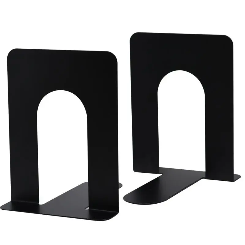 

2PCS Metal Bookend Home Office Book Holder School Children Student Nonskid Desk Stand Book Support Black Simple Book Stand