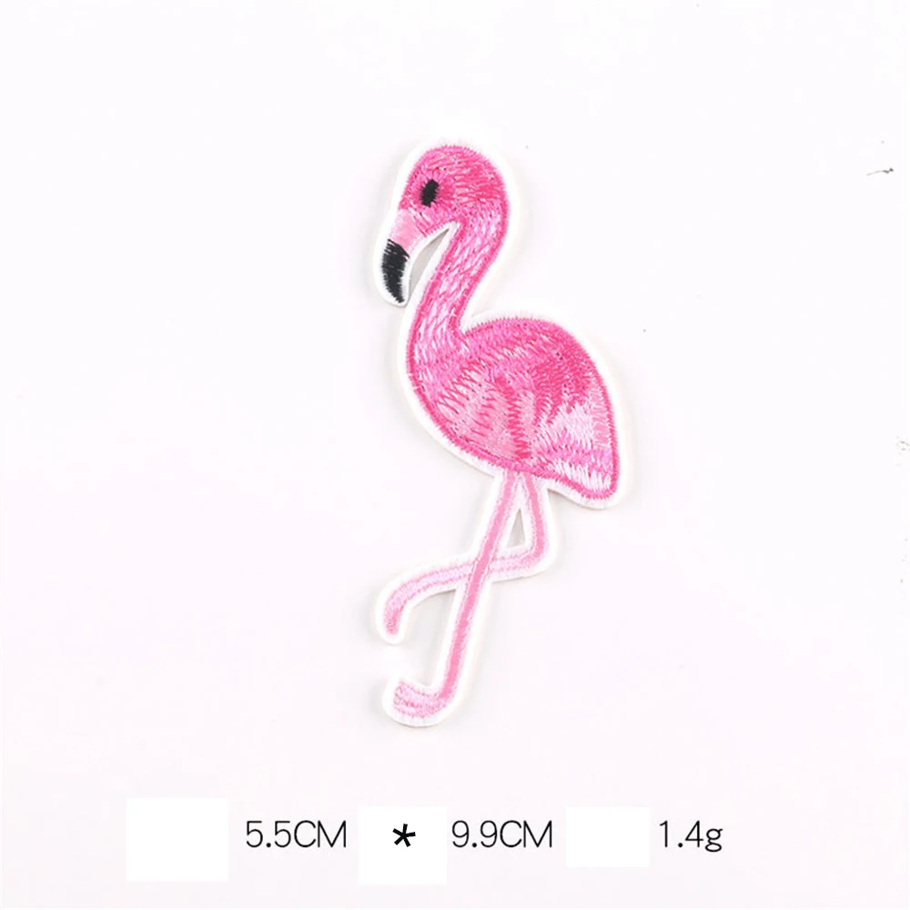 PINK FLAMINGO 9cm Embroidered Sew Iron On Cloth Patch Badge APPLIQUE 