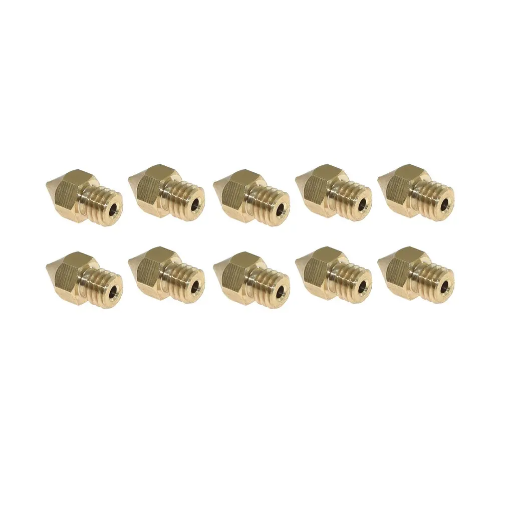 

10Pcs MK7 MK8 Nozzle Extruder Threaded 0.2/0.3/0.4/0.5/0.6/0.8/1.0mm For 1.75mm Filamnet Head CR-10 Ender 3 3D Printer;