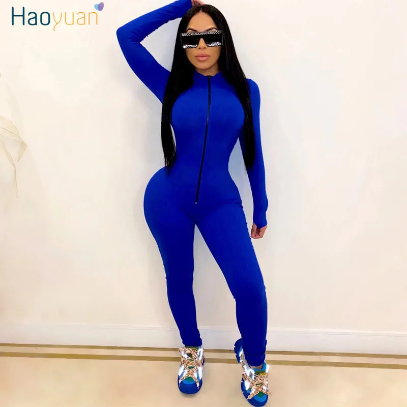 HAOYUAN Sexy Long Sleeve Rompers Womens Jumpsuit Tracksuits Zipper Up Fall Clothes One Piece Club Outfits Sport Bodycon Overalls HAOYUAN Sexy Long Sleeve Rompers Womens Jumpsuit Tracksuits Zipper Up Fall Clothes One Piece Club Outfits Sport Bodycon Overalls