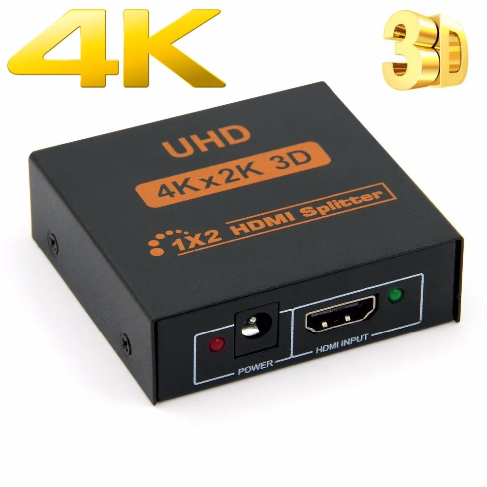 HD 4K HDMI разветвитель 1X2 порта 3D UHD 1080p 4K* 2K видео HDMI Коммутатор HDMI 1 вход 2 Выход концентратор повторитель усилитель