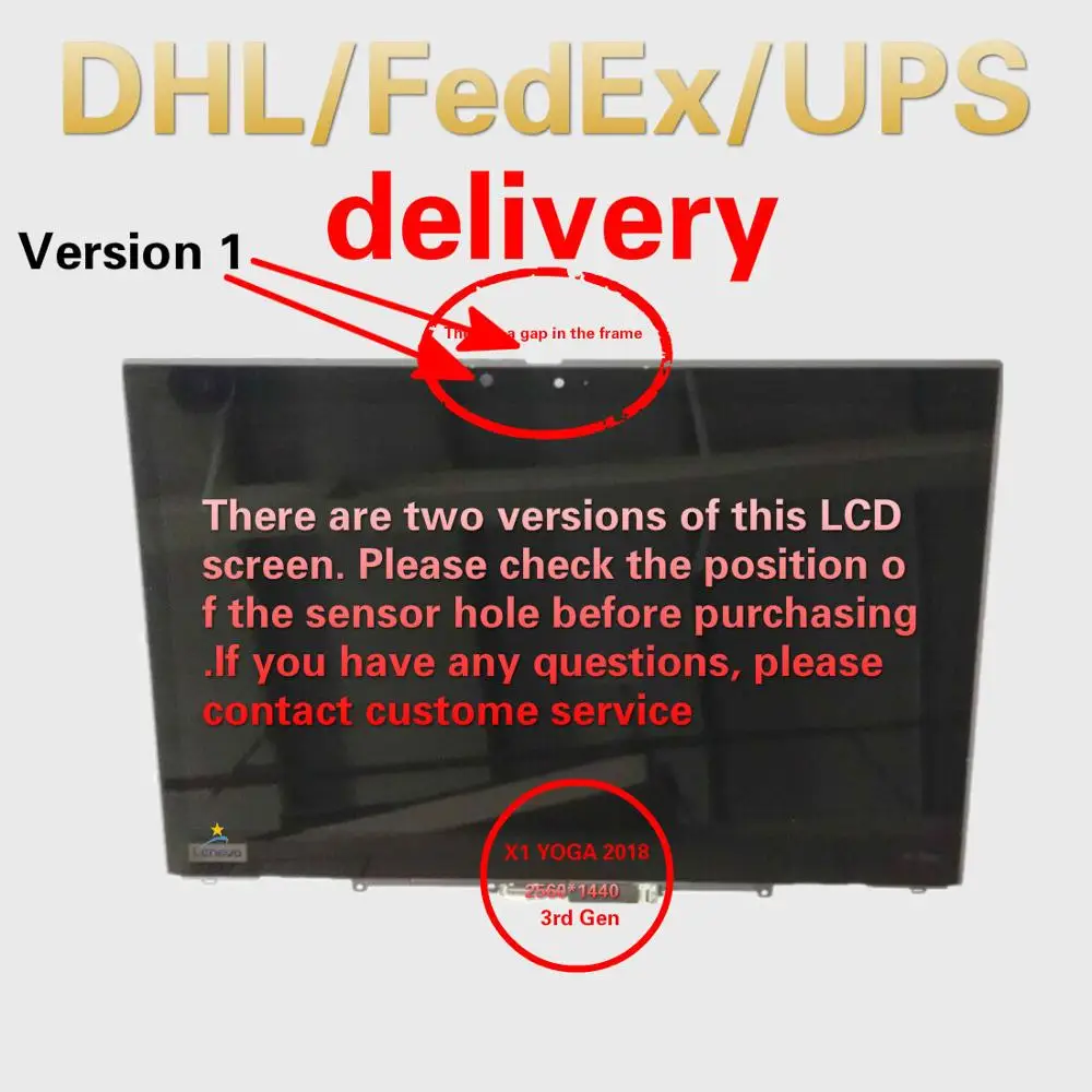US $220.00 01YT246 Original New Full Lenovo ThinkPad X1 YOGA 3rd Gen 20LD 2018 140 QHD LCD LED Touch Screen Digitizer Assembly Bezel