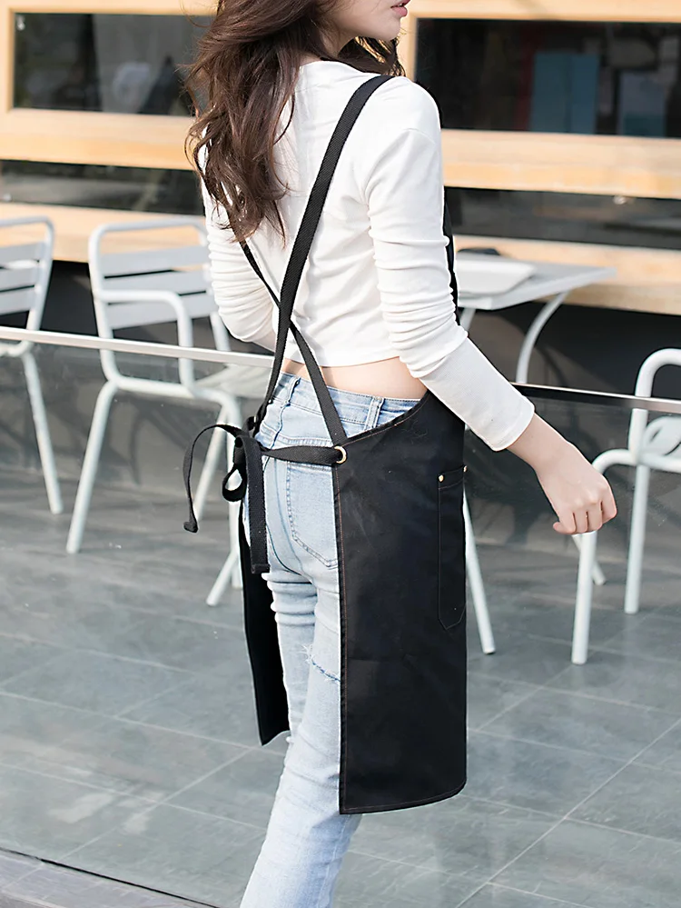 New Fashion Canvas Kitchen Aprons For Woman Men Chef Work Apron For Grill Restaurant Bar Shop Cafes Beauty Nails Studios Uniform