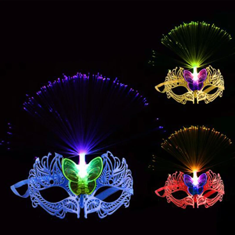 

LED Mask Glowing LED Party Fiber Glowing Mask Colorful Gorgeous Birthday Party Light Up Masks Kid Glow In Dark In Toys Halloween