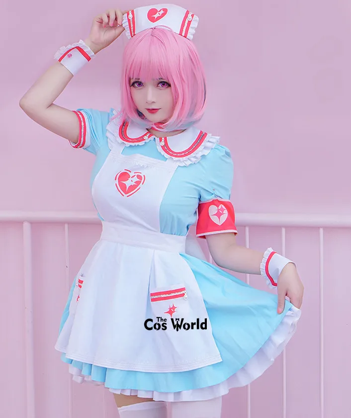 THE IDOLM@ STER/платье Золушки для девочек Yumemi Riamu, фартук горничной, униформа медсестры, наряд, аниме, костюмы для костюмированной вечеринки