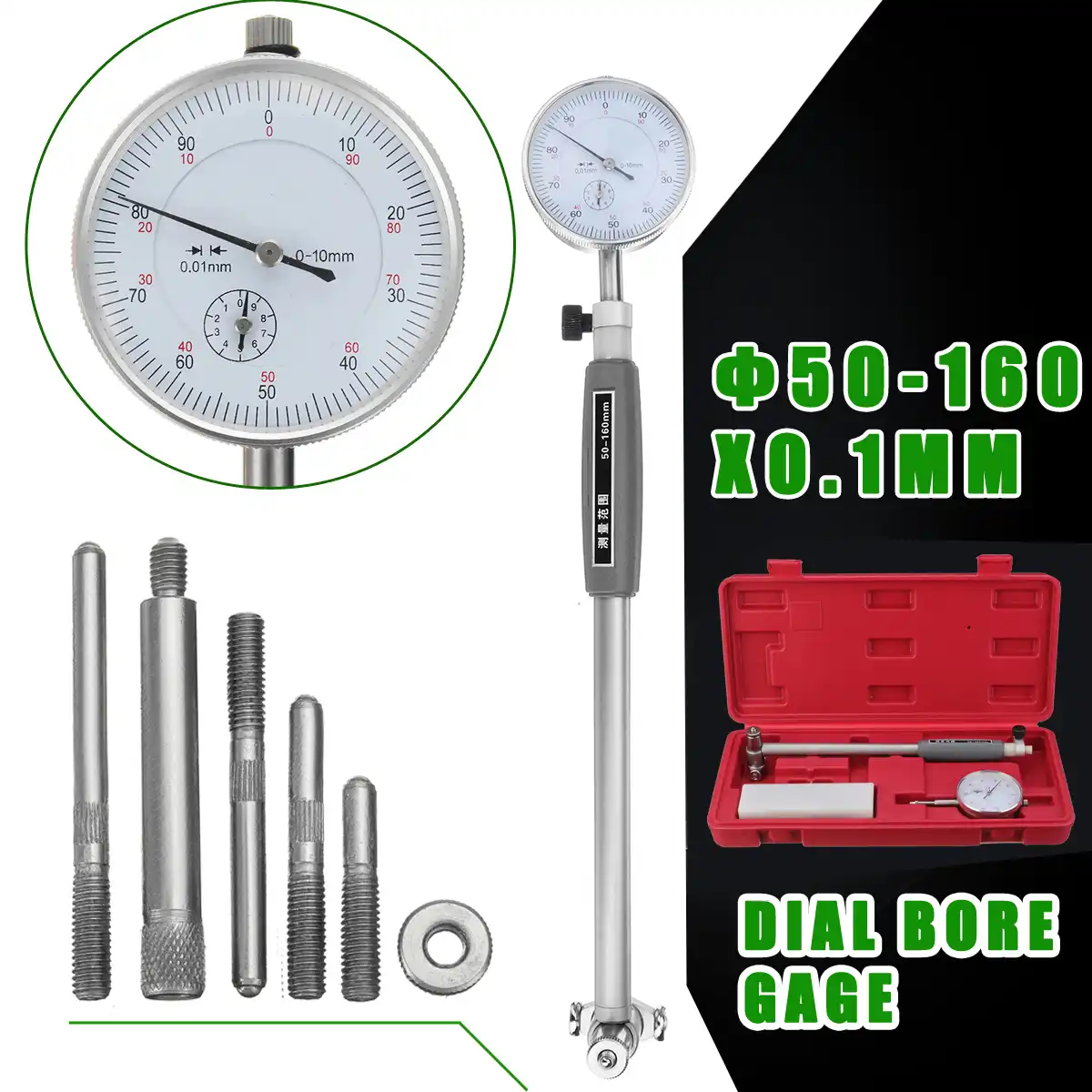 50 160mm 0 01mm Metric Dial Bore Gauge Cylinder Internal Small Inside Measuring Probe Gage Test Dial Indicator Measuring Tools Dial Indicators Aliexpress