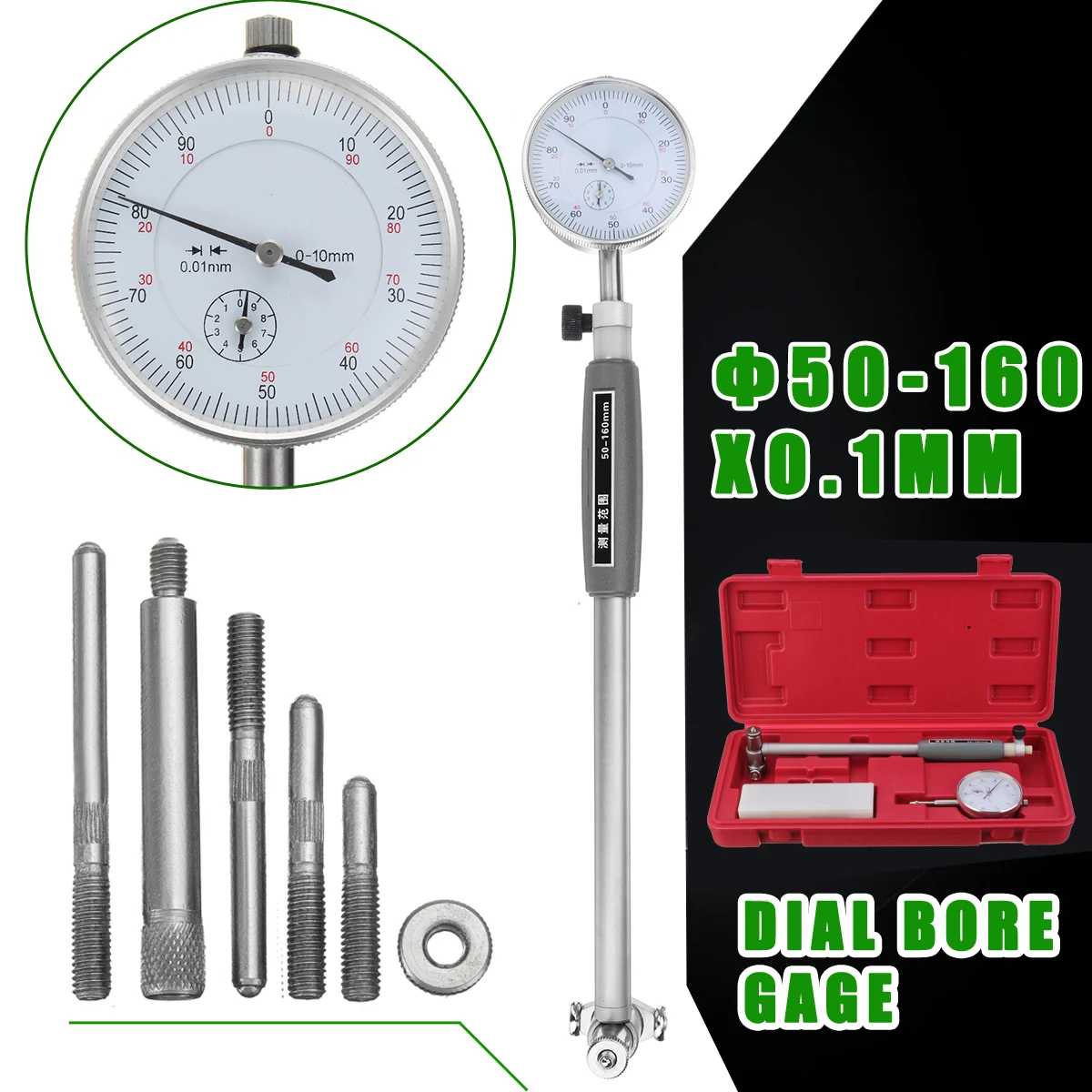 SHAHE high quality Dial Indicator Bore Gauge 50-160mm Hole measurement CNC