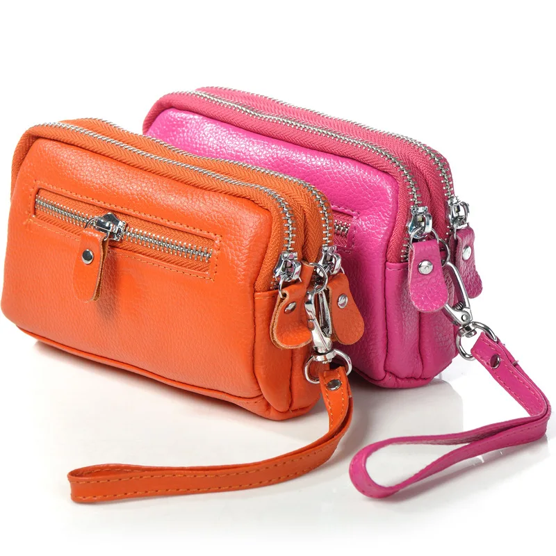 

Women Genuine Leather Mobile Phone Wallet Multi Function Large Capacity Korean Simple Solid Color Daily Handbag Clutches Purses