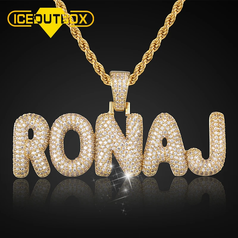 

Custom Name Iced Out Letters Pendant Personality Gold Silver Full Of Crystal Men's Hip Hop Necklace Fashion Jewelry Tennis Chain