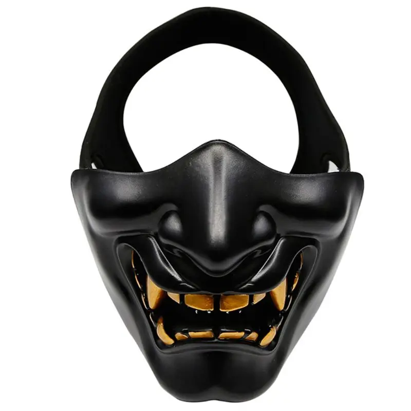 Half Face Mask Cosplay Kabuki Samurai Devil Tactical Halloween Party Festival Prom COS Devil Horror Face - Цвет: Black