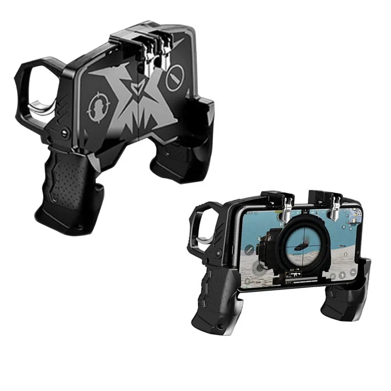  Portable Game Handle Four-Finger Linkage Fast Shooting Button Controller Joystick for PUBG Rules Of