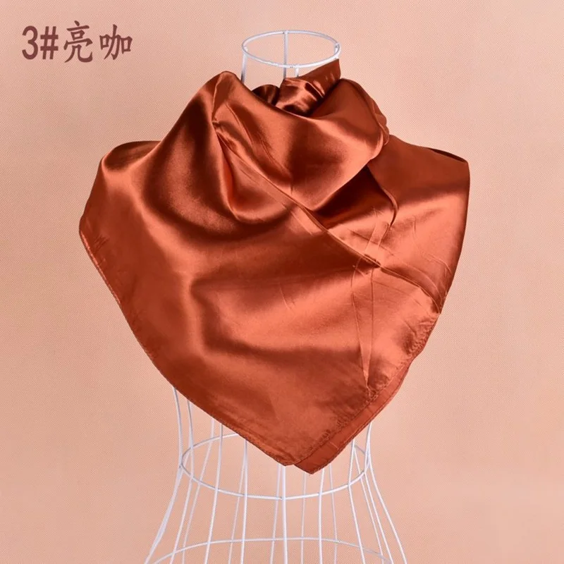 WZCX 90*90 сплошной цвет женский Шелковый шарф весна осень мода Moslim Малайзия простой квадратный платок шарф для женщин