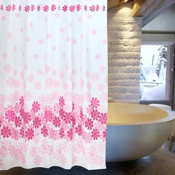 

2020 Shower Curtain Pink Four-Color Peach Flower Waterproof Mildew-Proof Printing Shower Curtain