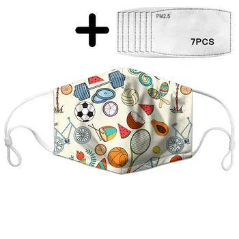 

Mask Cartoon Pattern Boys And Girls Mask Mouth With 7pcs PM2.5 Filter Paper Washable Masks Mascarillas