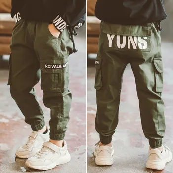 

Boy's Overalls Pants Camouflage Pure Cotton Elasticity Trousers Two Pockets For Chlidren 2020 Spring Summer Cool Boy