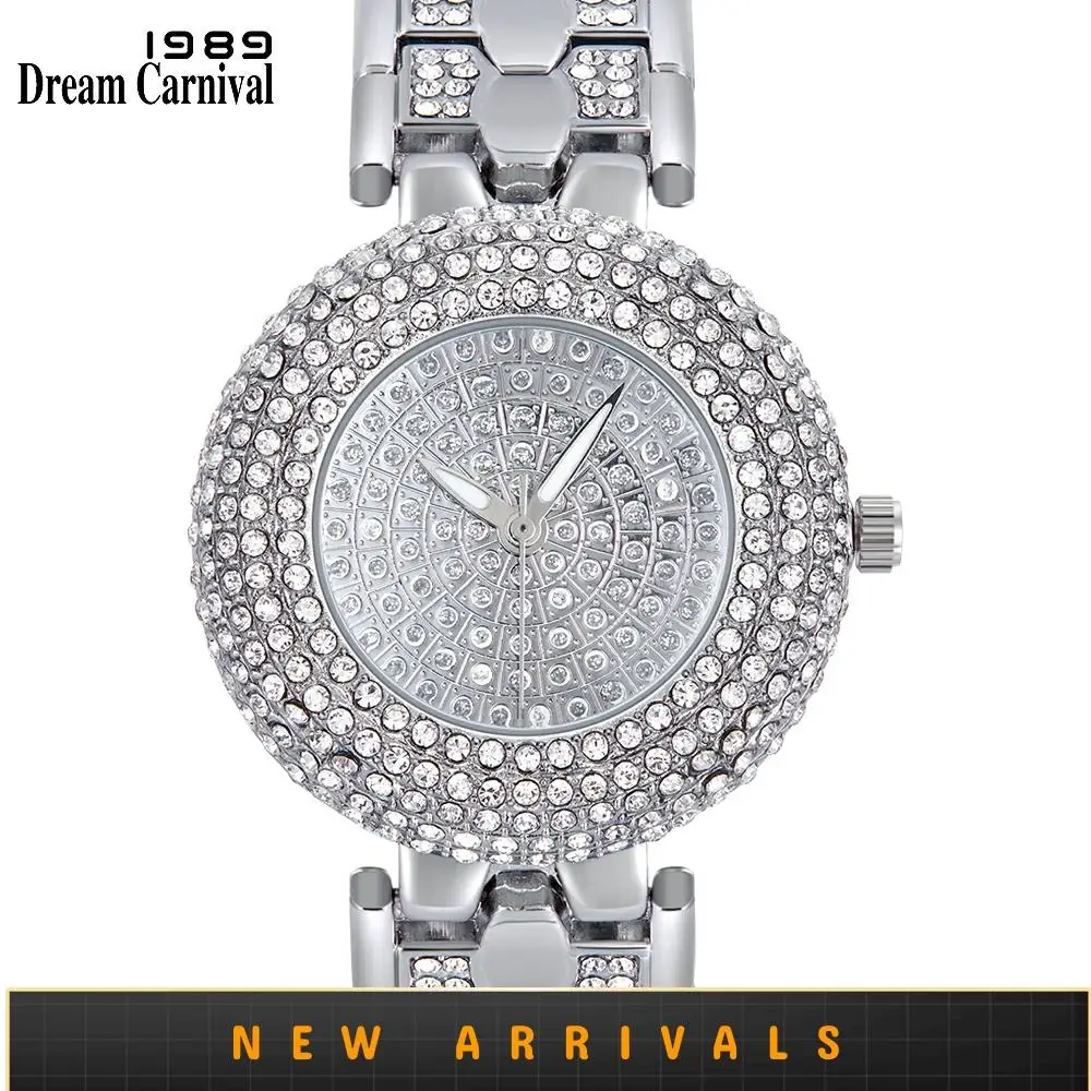 Dreamcarnival 1989 New Arrive Round Clock Classic Crystallized Ladies Wrist Watch for Women Elegant Luxury Stone Dial A8341