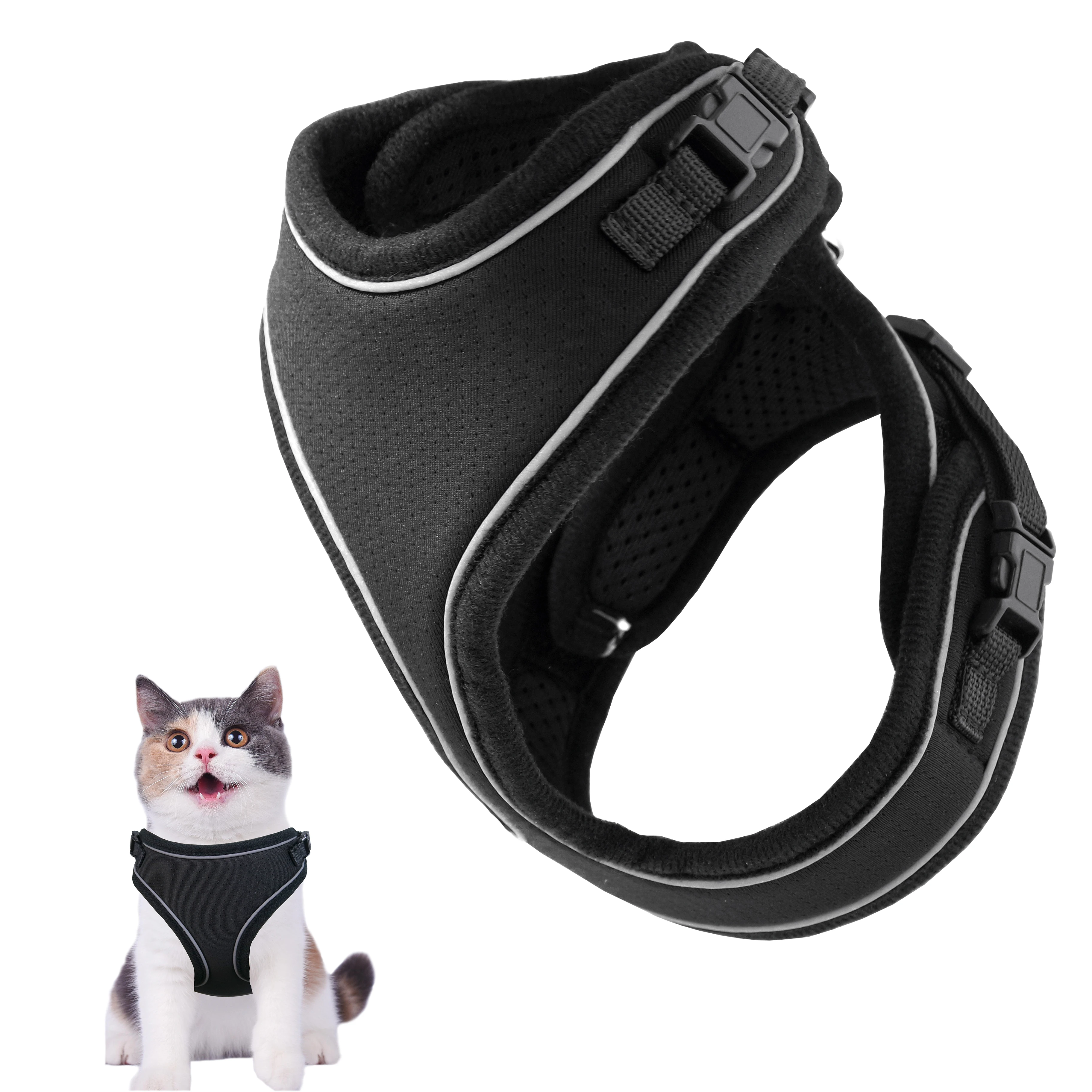 Cat Harness For Walking, Adjustable Soft Mesh Harnesses For Kitten