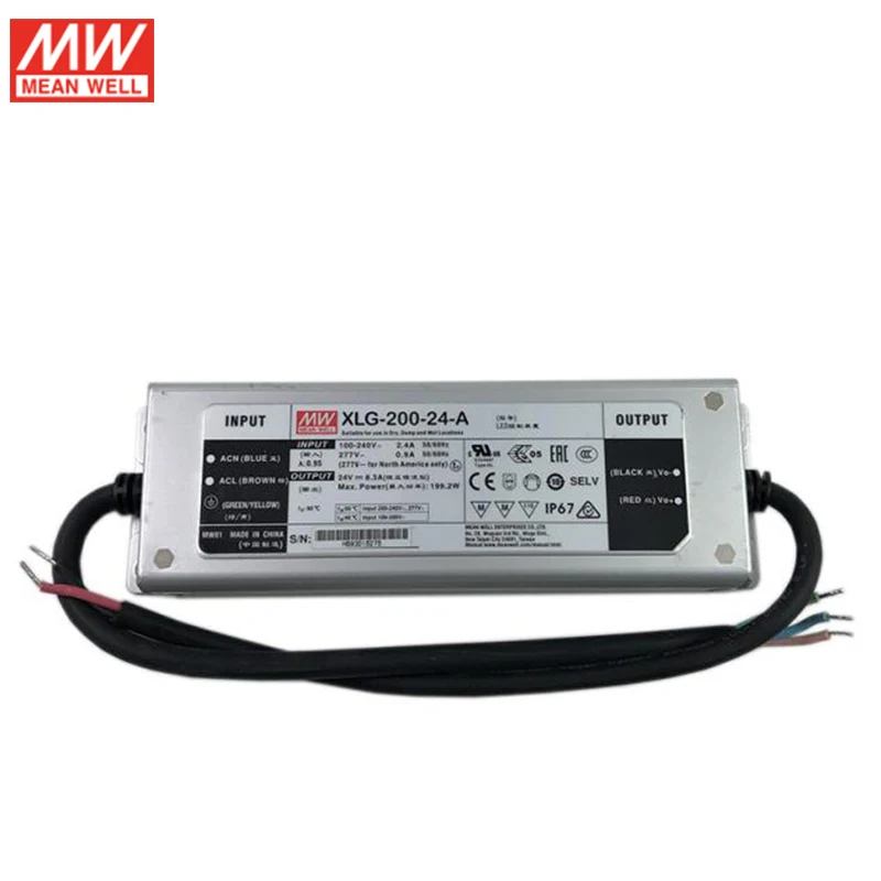 Бренд MEAN WELL представляет XLG-200-12-A 200W 12V 16A постоянное напряжение постоянного тока Светодиодный драйвер светодиодный Регулируемый источник питания