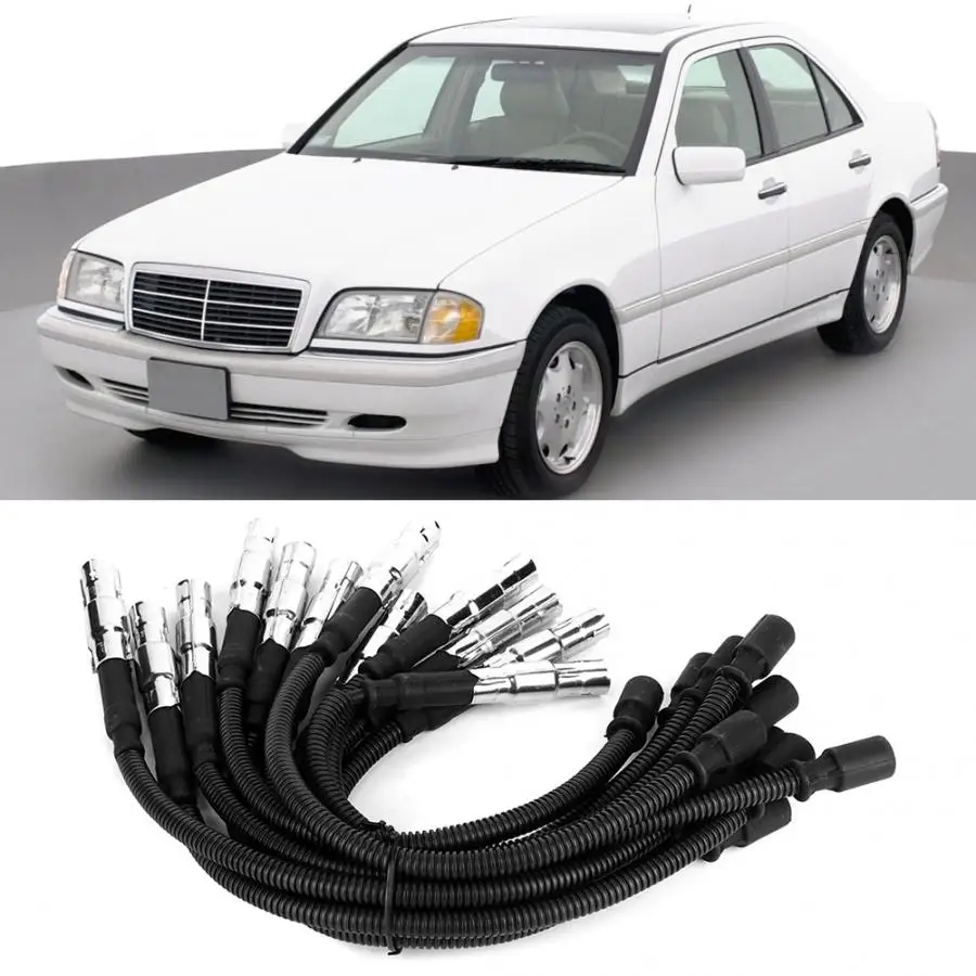12 шт. зажигание запальной свечой провода набор подходит для Mercedes-Benz C240 2001 2002 2003 2004 2005 1121500218 аксессуары для автомобиля