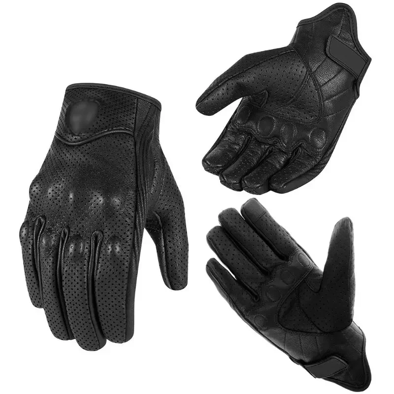

Genuine Real Leather Goatskin Gloves Touch Screen All Season BMX MTB Motorcycle Racing Men Motorcycle Bike Cycling Gloves