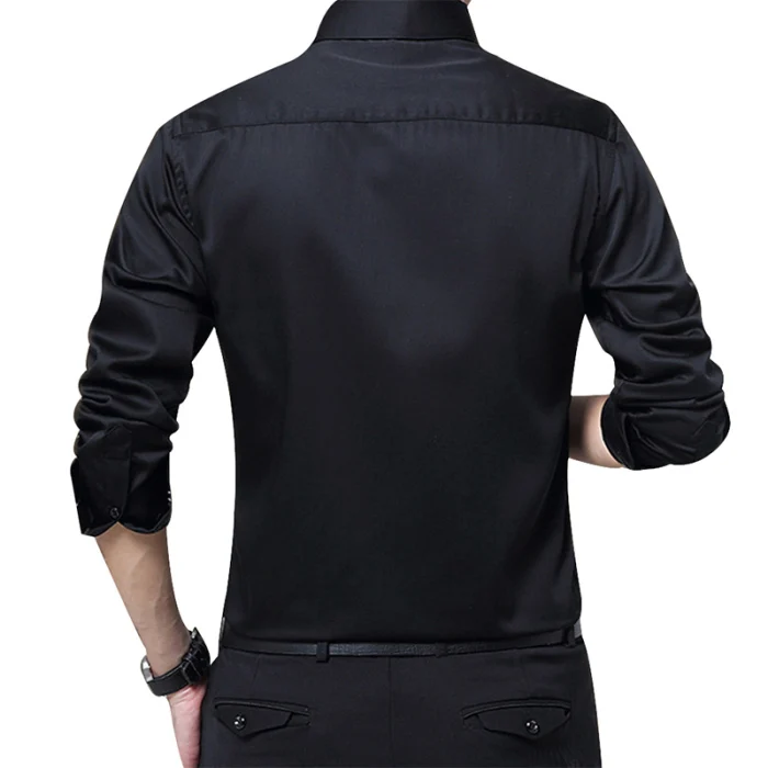 Новое поступление, мужские рубашки с длинным рукавом, облегающие однотонные деловые формальные рубашки на осень