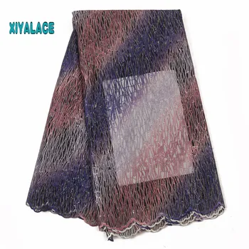 

XIYA African Lace Fabric 2020 High Quality Lace French Nigerian Embroidered Tulle Lace Fabrics With Sequins Sewing QF3263B-2