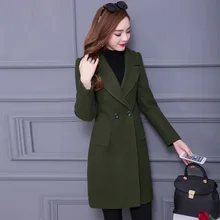 FMFSSOM Женская шерстяная одежда верхняя одежда новая осенне-зимняя женская двубортная куртка-Тренч с отложным воротником женские куртки